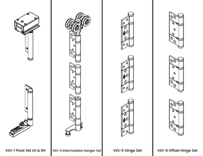 McCallum VIO Folding 5 Door System One Way Inward Opening Hardware Kit Satin Stainless Steel