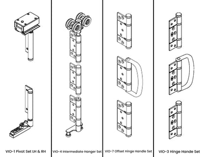 McCallum VIO Folding 5 Door System One Way Outward Opening Hardware Kit Satin Stainless Steel