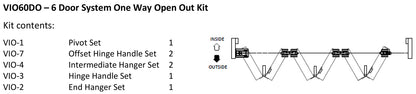 McCallum VIO Folding 6 Door System One Way Outward Opening Hardware Kit Satin Stainless Steel