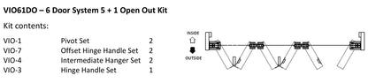 McCallum VIO Folding 6 Door System 5 + 1 Outward Opening Hardware Kit Satin Stainless Steel