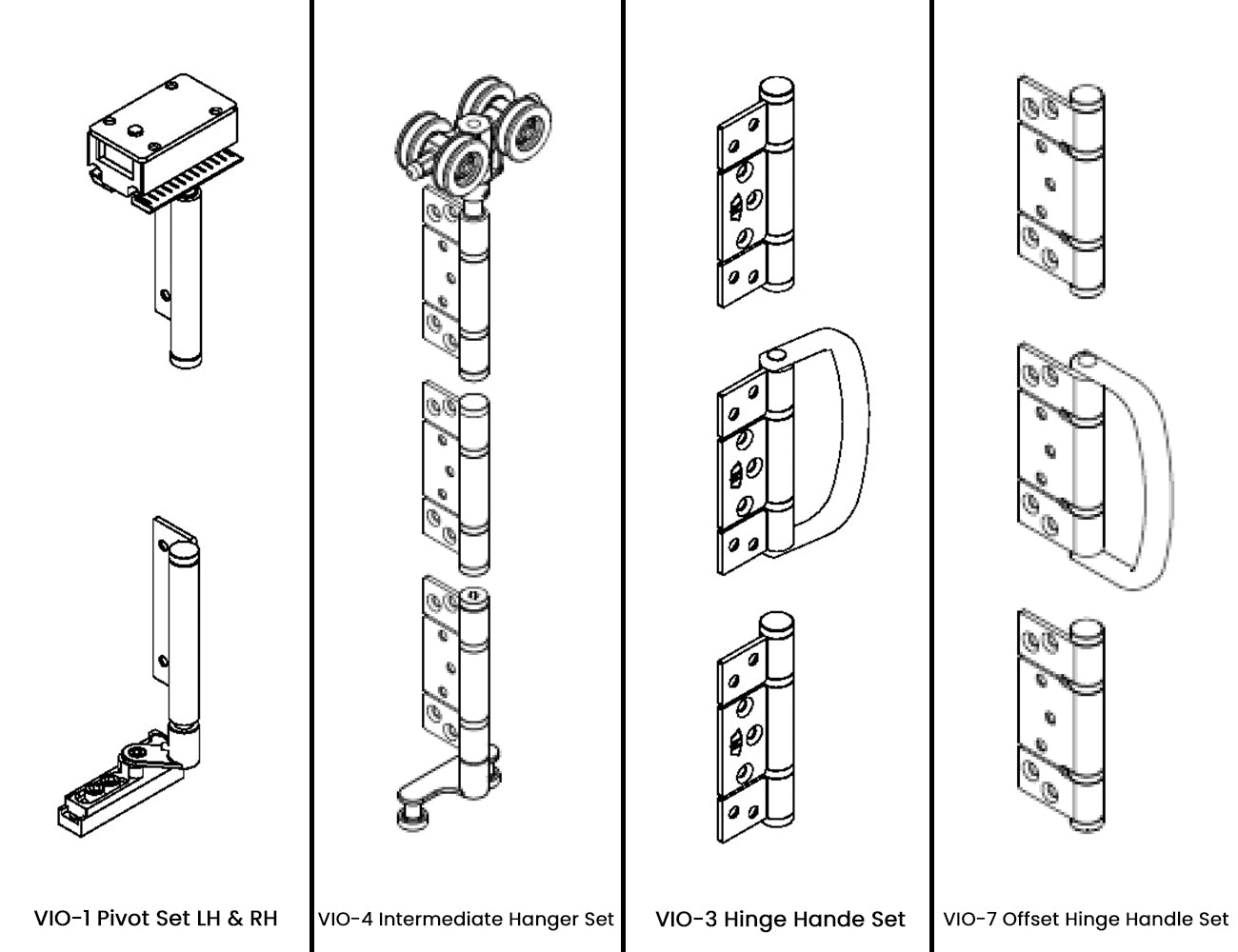 McCallum VIO Folding 6 Door System 5 + 1 Outward Opening Hardware Kit Satin Stainless Steel