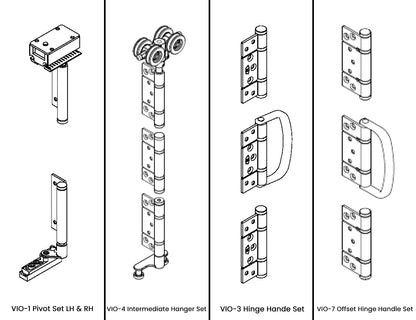 McCallum VIO Folding 7 Door System One Way Outward Opening Hardware Kit Satin Stainless Steel