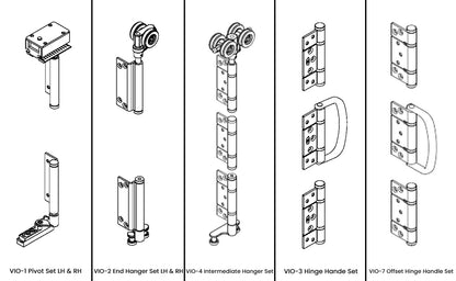 McCallum VIO Folding 8 Door System One Way Outward Opening Hardware Kit Satin Stainless Steel