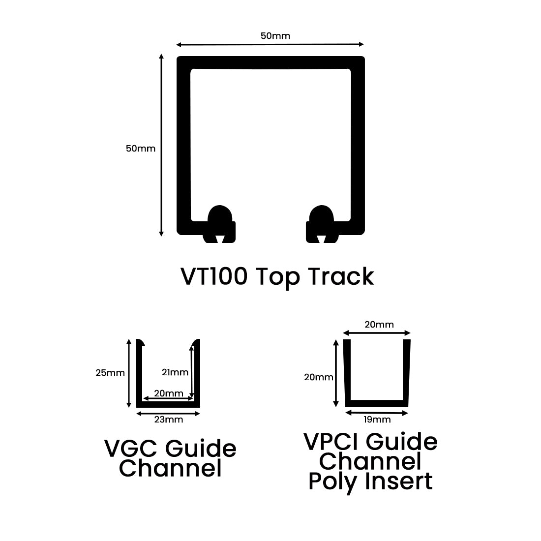 McCallum VIO Folding Door 100kg Track and Channel Kit - Available in Various Sizes and Finishes
