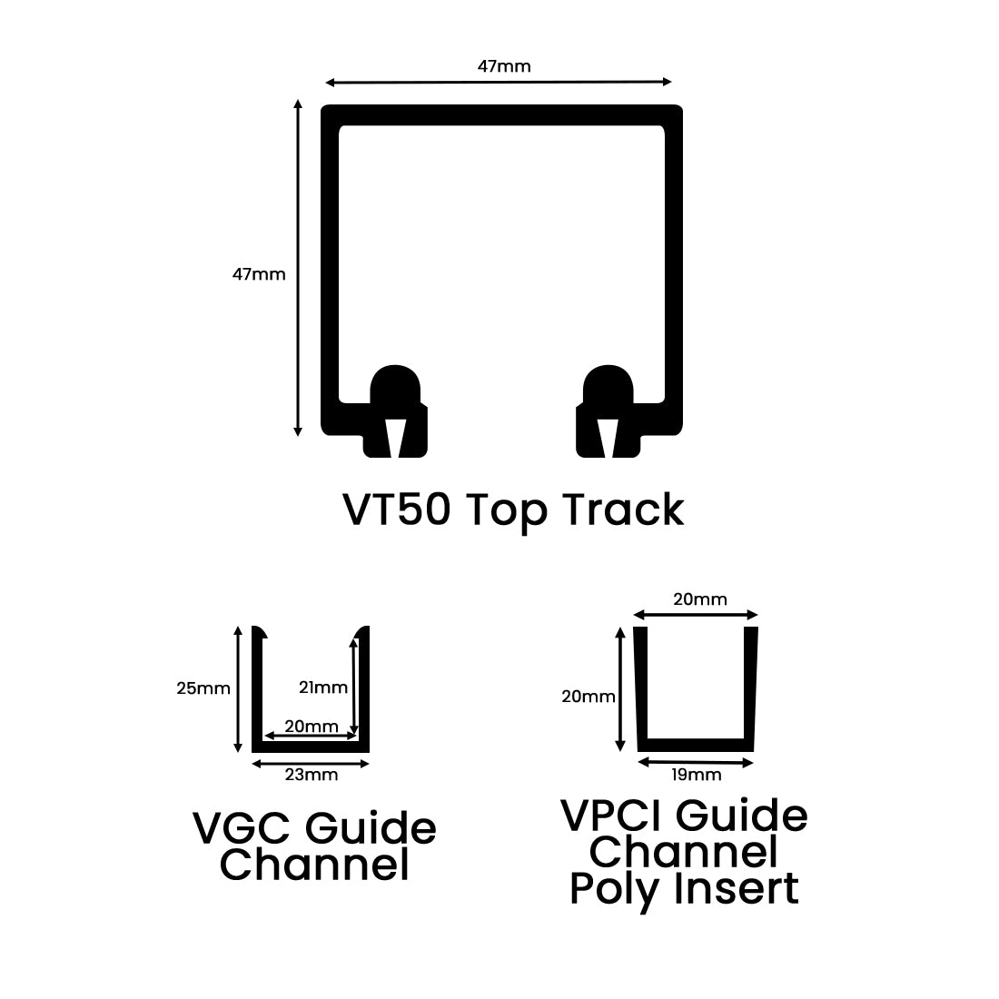 McCallum VIO Folding Door 50kg Track and Channel Kit - Available in Various Sizes and Finishes