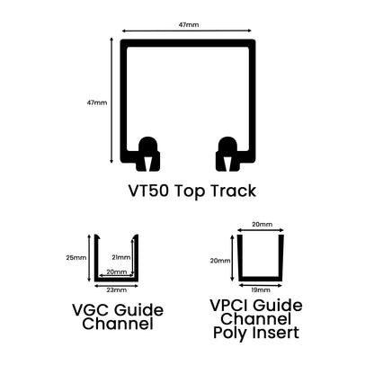 McCallum VIO Folding Door 50kg Track and Channel Kit - Available in Various Sizes and Finishes