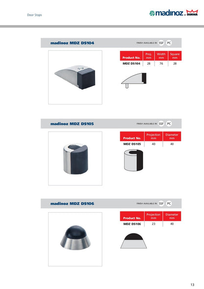 WHILE SUPPLY LAST - Madinoz DS104 Door Stop Satin Stainless Steel DS104 SSS