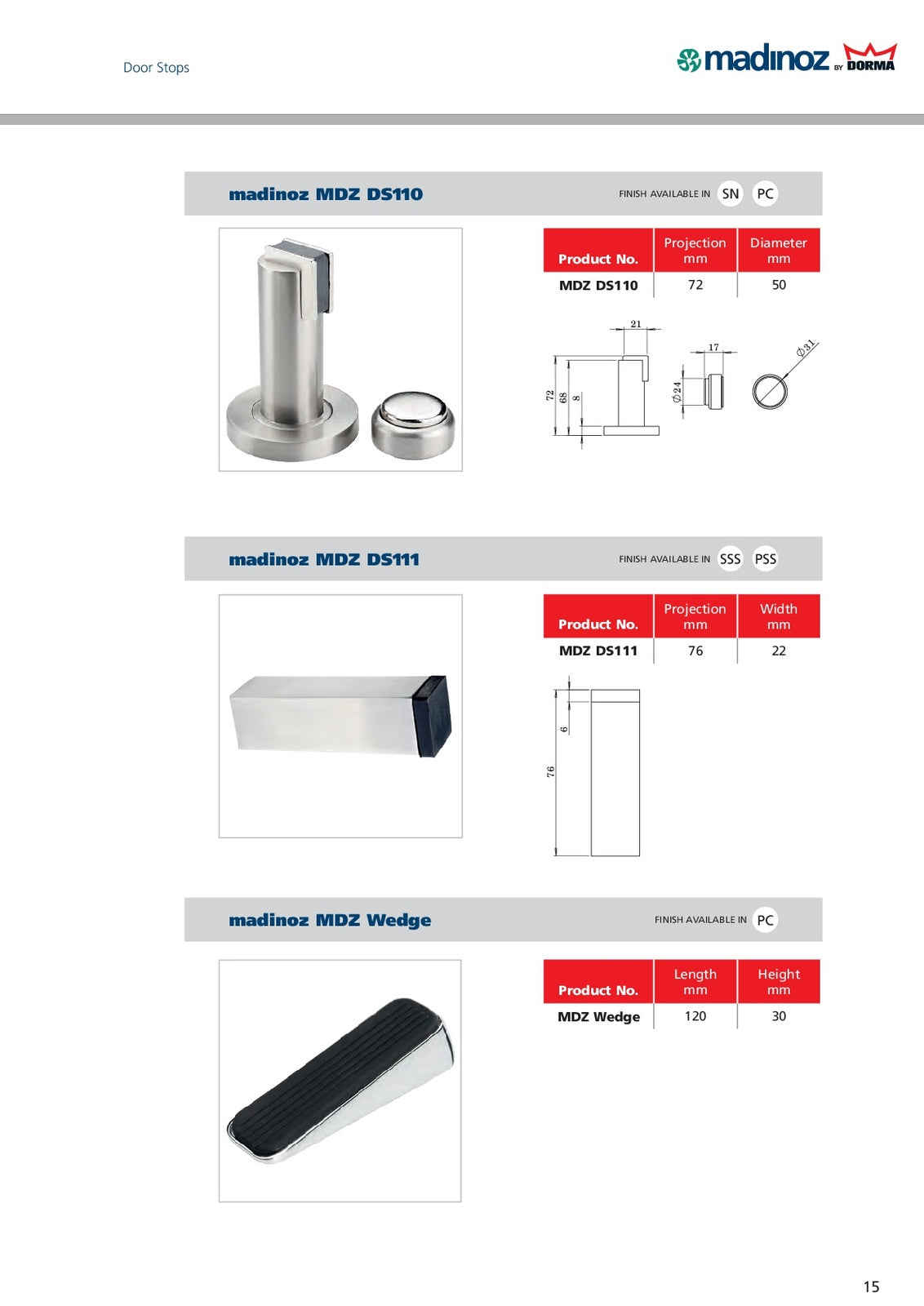 WHILE SUPPLY LAST - Madinoz DS111 Wall Mounted Satin Stainless Steel Door Stops