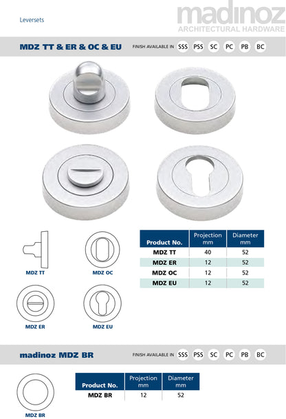 Madinoz Door Euro Escutcheon Round 50mm - Available In Various Finishes