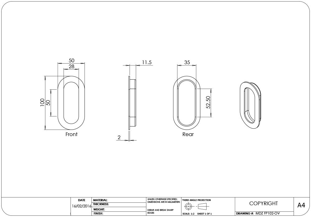 Madinoz FP102 Oval Flush Pulls