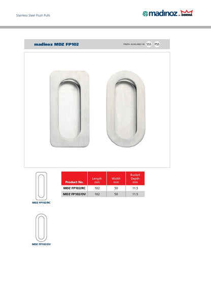 Madinoz FP102 Rounded Corners Flush Pulls