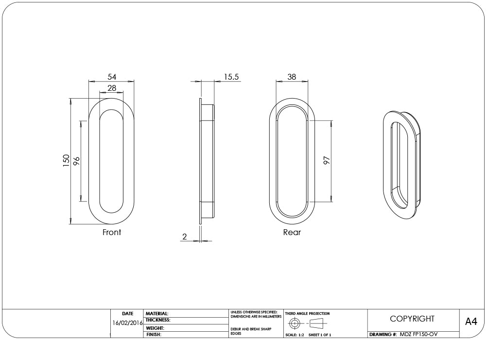 Madinoz FP150 Oval Flush Pull