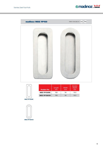 Madinoz FP150 Rounded Corners Flush Pulls