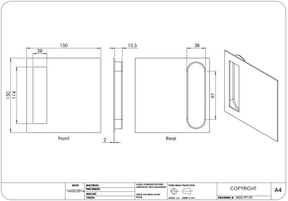 Madinoz FP170 Sliding Door Flush Pull - Available in Various Finishes