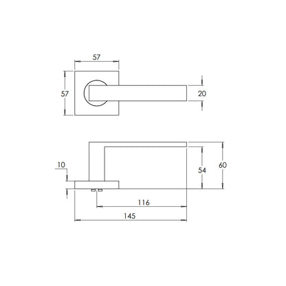 Madinoz L100Z Coastal Door Lever Handle on Square Rose