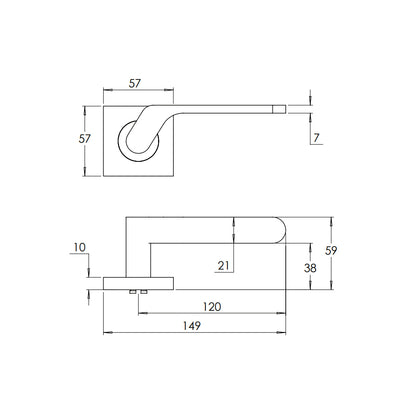Madinoz L114Z Coastal Door Lever Handle on Square Rose