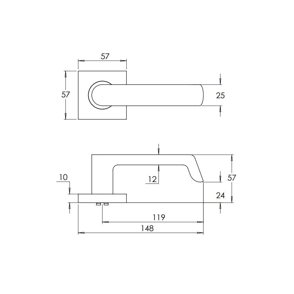 Madinoz L21Z Coastal Door Lever Handle on Square Rose