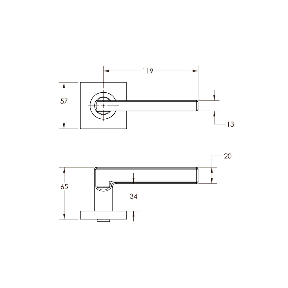 Madinoz L27TZ Urban Door Lever Handle on Square Rose