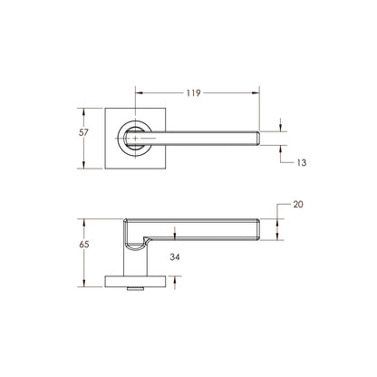 Madinoz L27TZ Urban Door Lever Handle on Square Rose