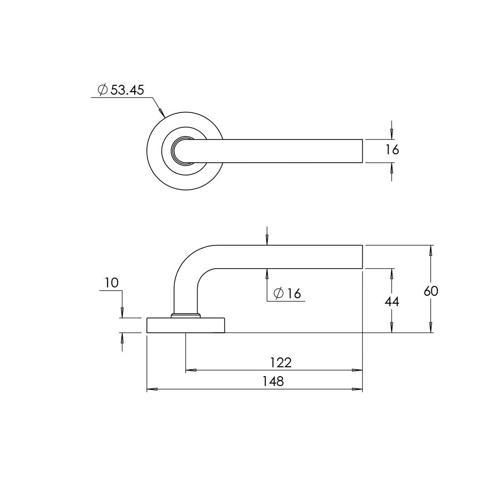 Madinoz L40TZ Urban Door Lever Handle on Square Rose