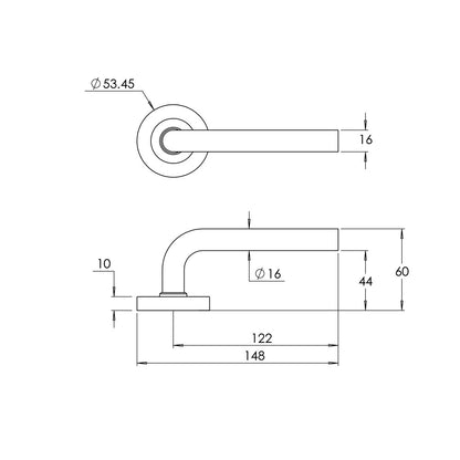 Madinoz L40TZ Urban Door Lever Handle on Square Rose