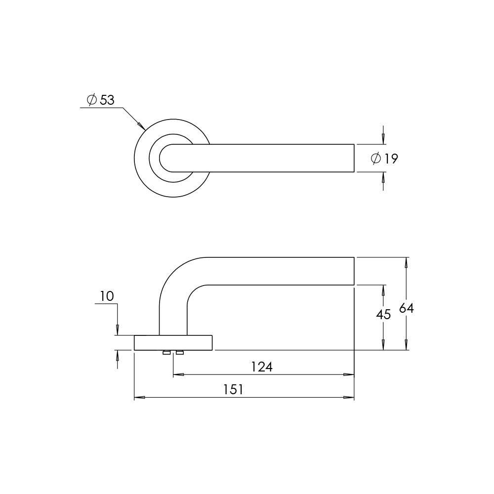 Madinoz L45TZ Urban Door Lever Handle on Square Rose