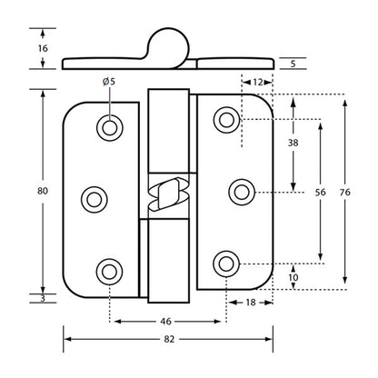 Metlam Gravity Hinge Concealed with Screw Fixings - Available in Various Handing and Functions