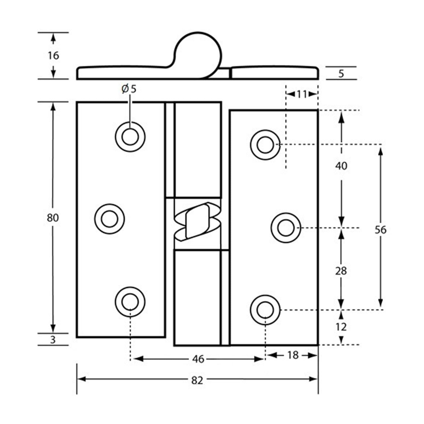 Metlam Gravity Hinge Visible Fix with Screw Fixings - Available in Various Handing and Functions