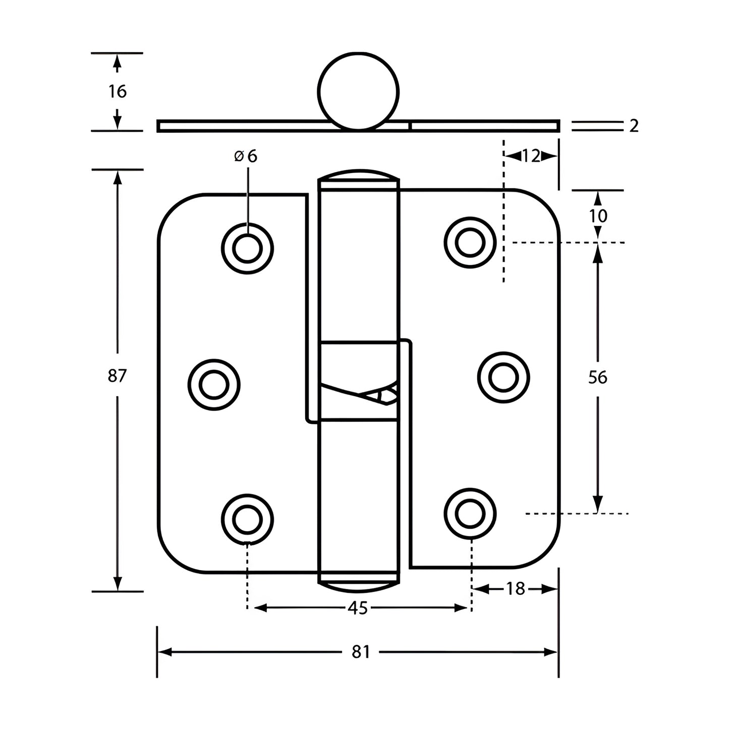 Metlam Gravity Hinge Concealed Bolt Through Satin Stainless Steel