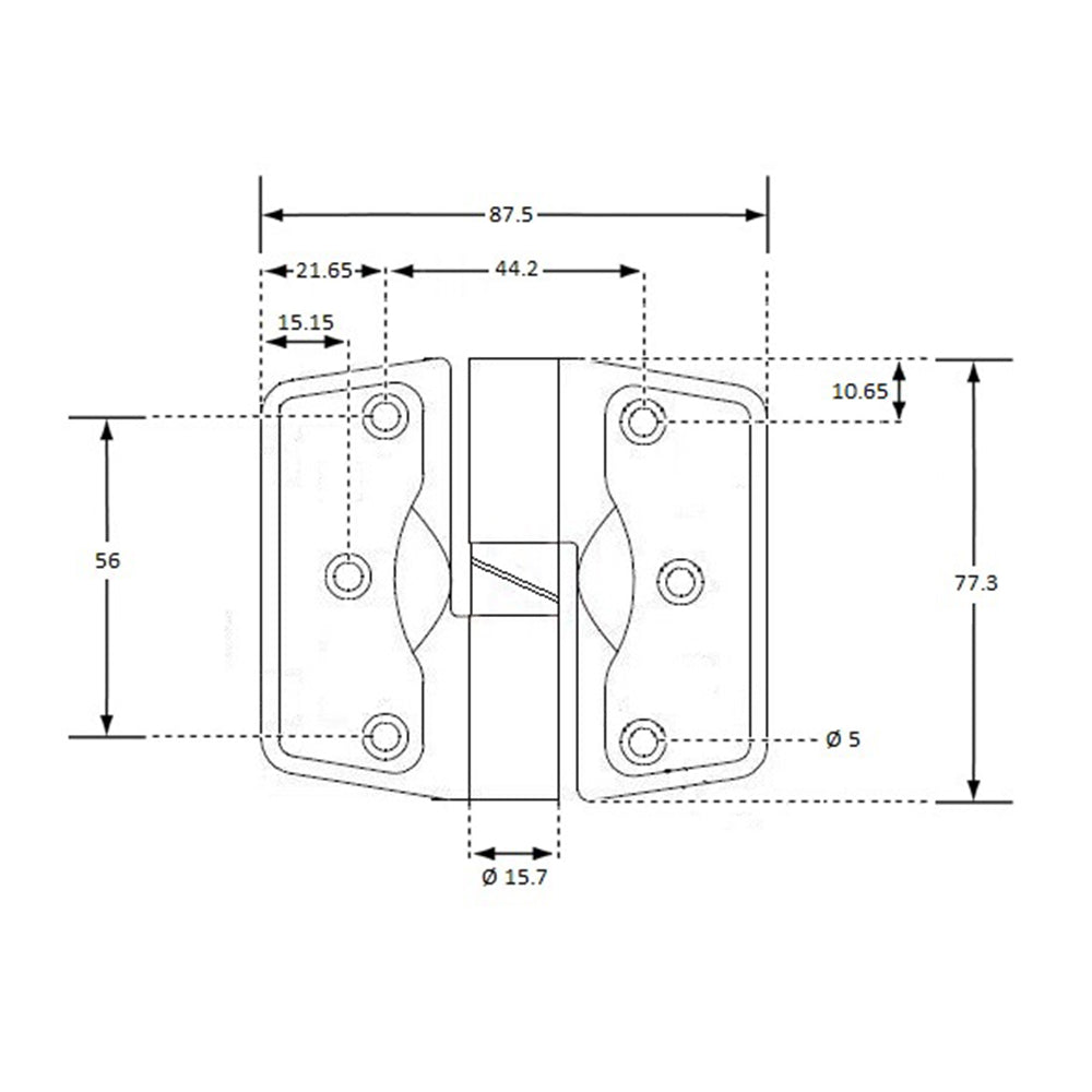 Metlam Gravity Hinge Concealed Bolt Through Fix Satin Chrome Plate 301BOLT