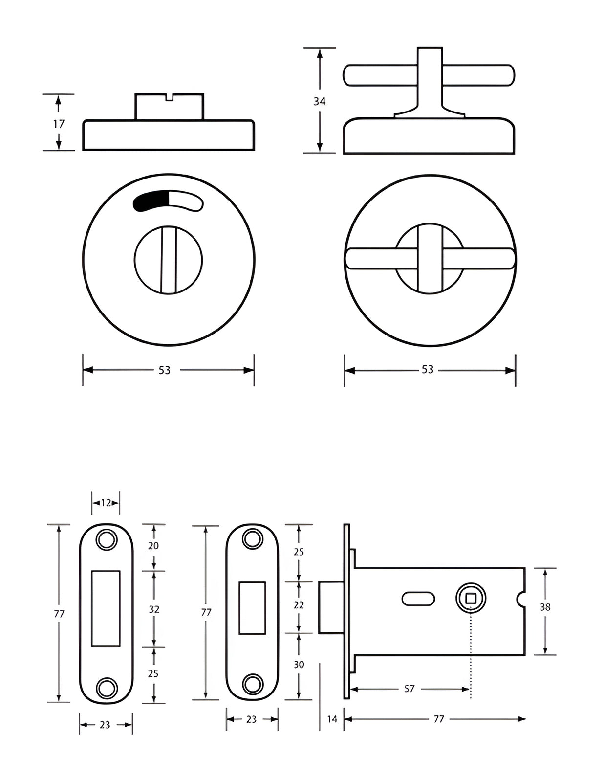 Metlam Ambulant Morticed Lock and Indicator Set - Available in Various Sizes