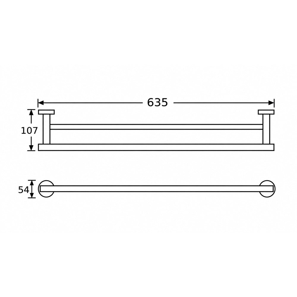 Metlam Double Towel Rail 635mm Designer Black ML2704_DESIGNER