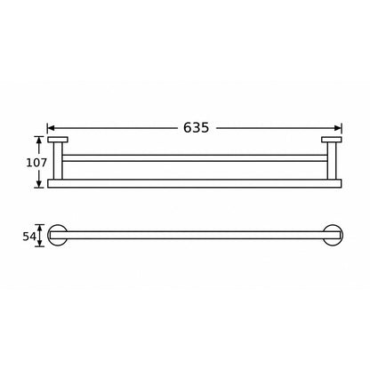 Metlam Double Towel Rail 635mm Designer Black ML2704_DESIGNER