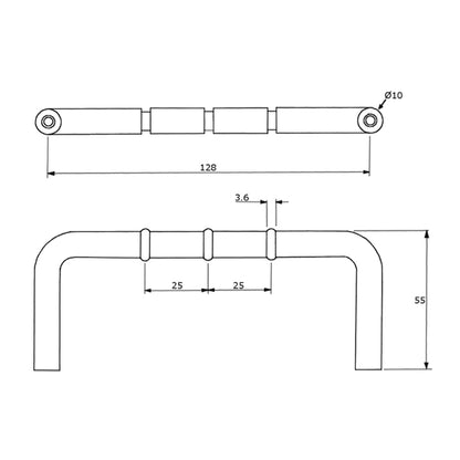 Metlam D Handle with Rubber Stopper - Available in Various Finishes