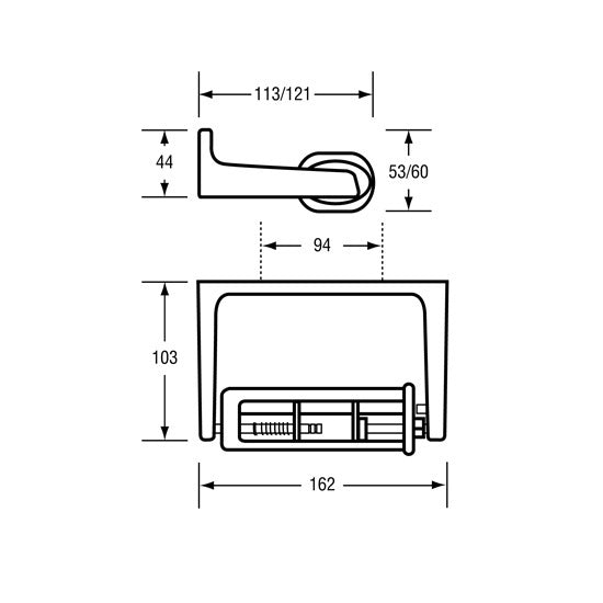 Metlam Single Toilet Roll Holder with Restricted Feed Baked Enamel Aluminum ML820