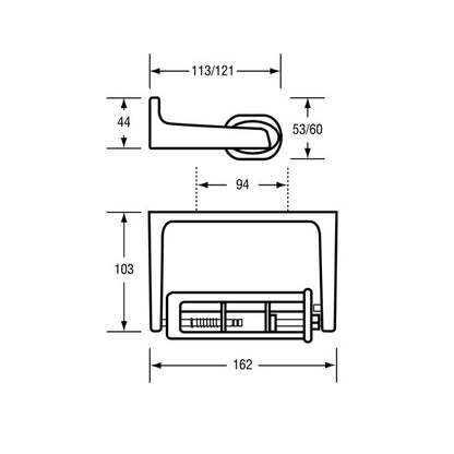 Metlam Single Toilet Roll Holder with Restricted Feed Baked Enamel Aluminum ML820