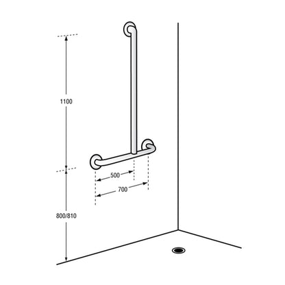 Metlam Offset Shower Grab Rail - Available in Various Handing