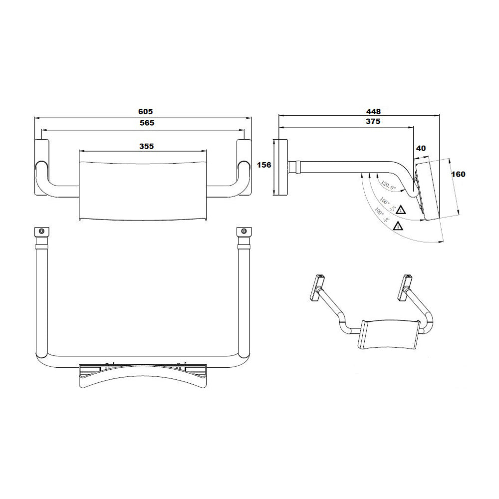 Metlam Vandal Proof Curved Rail Backrest - Available in Various Finishes