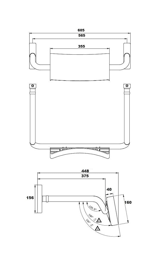 Metlam Vandal Proof Straight Rail Backrest - Available in Various Finishes