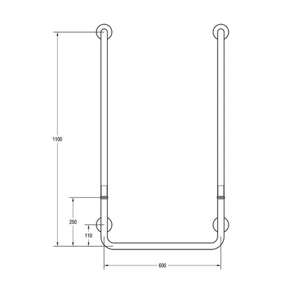 Metlam Modular U-Shaped Grab Rail 1100mm Satin Stainless Steel MLR122MOD_SS