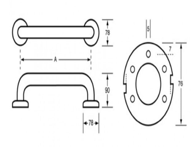 Metlam Straight Grab Rail - Available in Various Finishes and Sizes