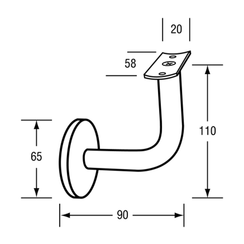 Metlam Hand Rail Bracket - Available in Curved and Flat Top