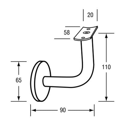 Metlam Hand Rail Bracket - Available in Curved and Flat Top