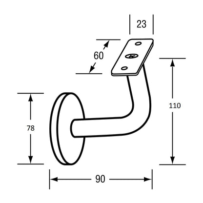 Metlam Hand Rail Bracket - Available in Curved and Flat Top