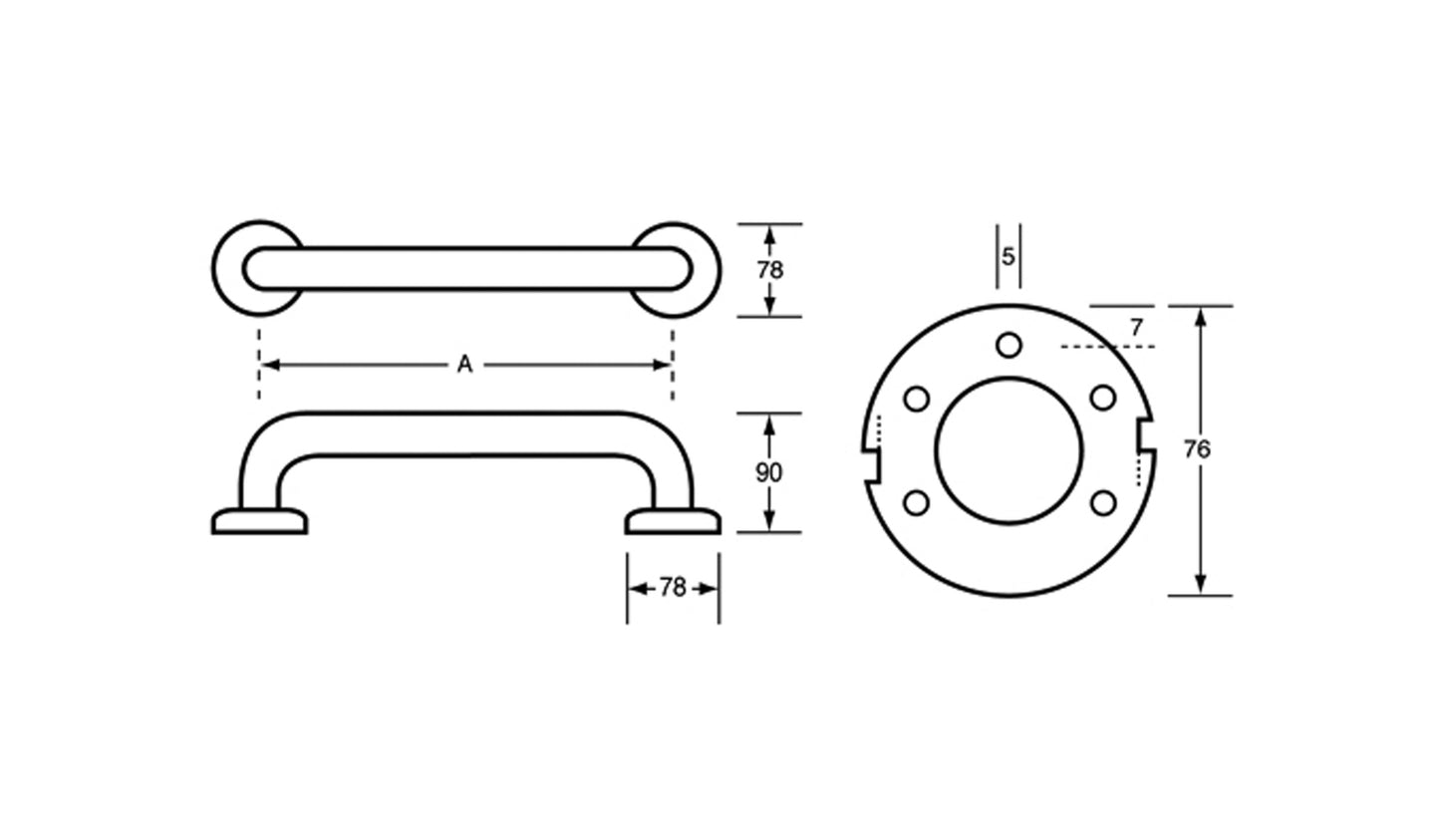 Metlam Straight Grab Rail Antimicrobial Coated - Available in Various Sizes