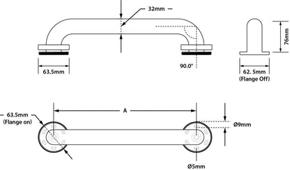 Metlam Straight Grab Rail Concealed Fix Polished Stainless Steel - Available in Various Sizes