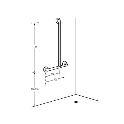 Metlam Offset Flush Mount Shower Grab Rail - Available in Left and Right Hand