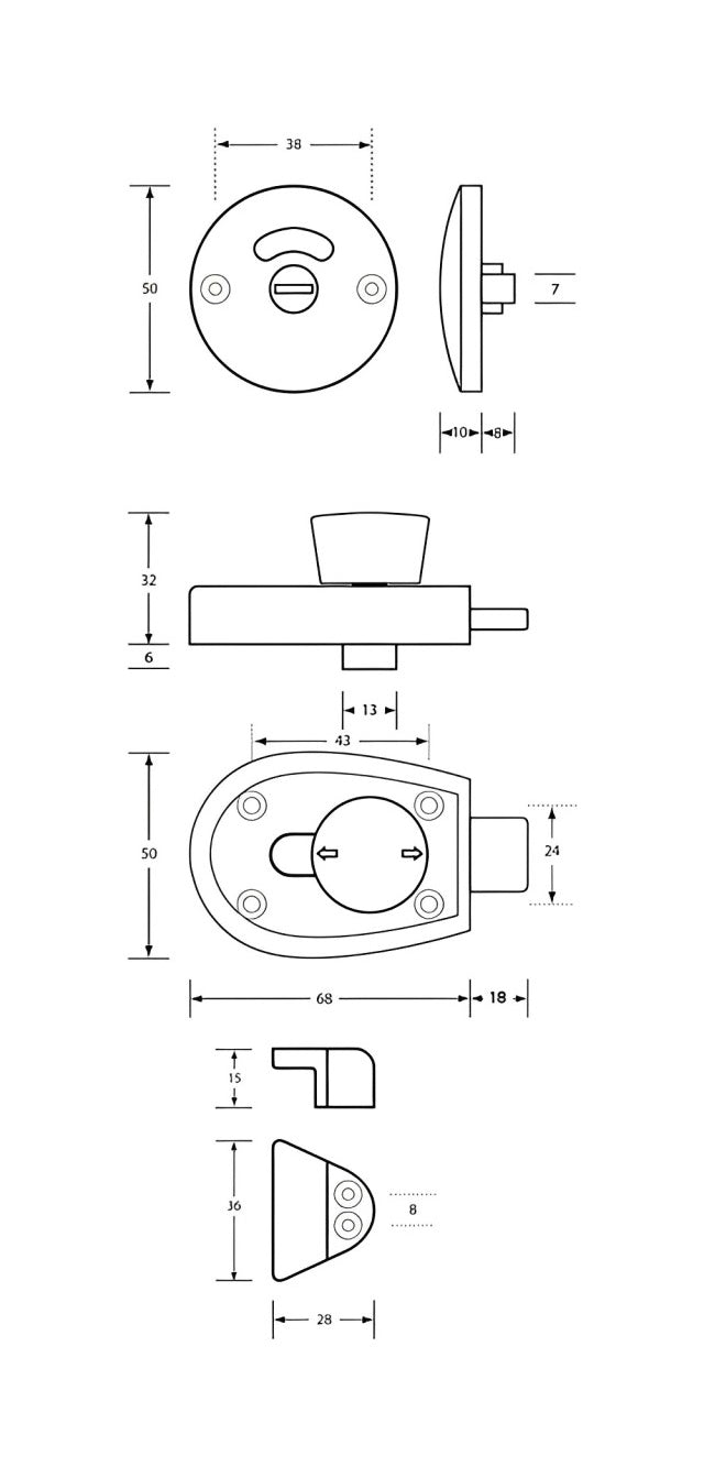Metlam Xcel Slide Lock and Indicator Set Concealed Fix - Available in Various Finishes