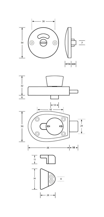 Metlam Xcel Slide Lock and Indicator Set Concealed Fix - Available in Various Finishes