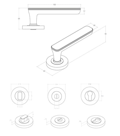 Momo Aspen Door Lever Mortice Lock Privacy Set - Available in Various Finishes